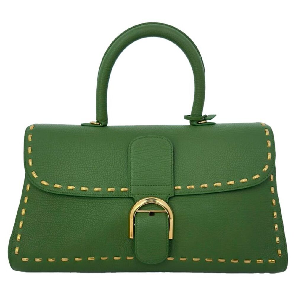 Delvaux Surpique Brillant East West Handle Bag in Green Leather
